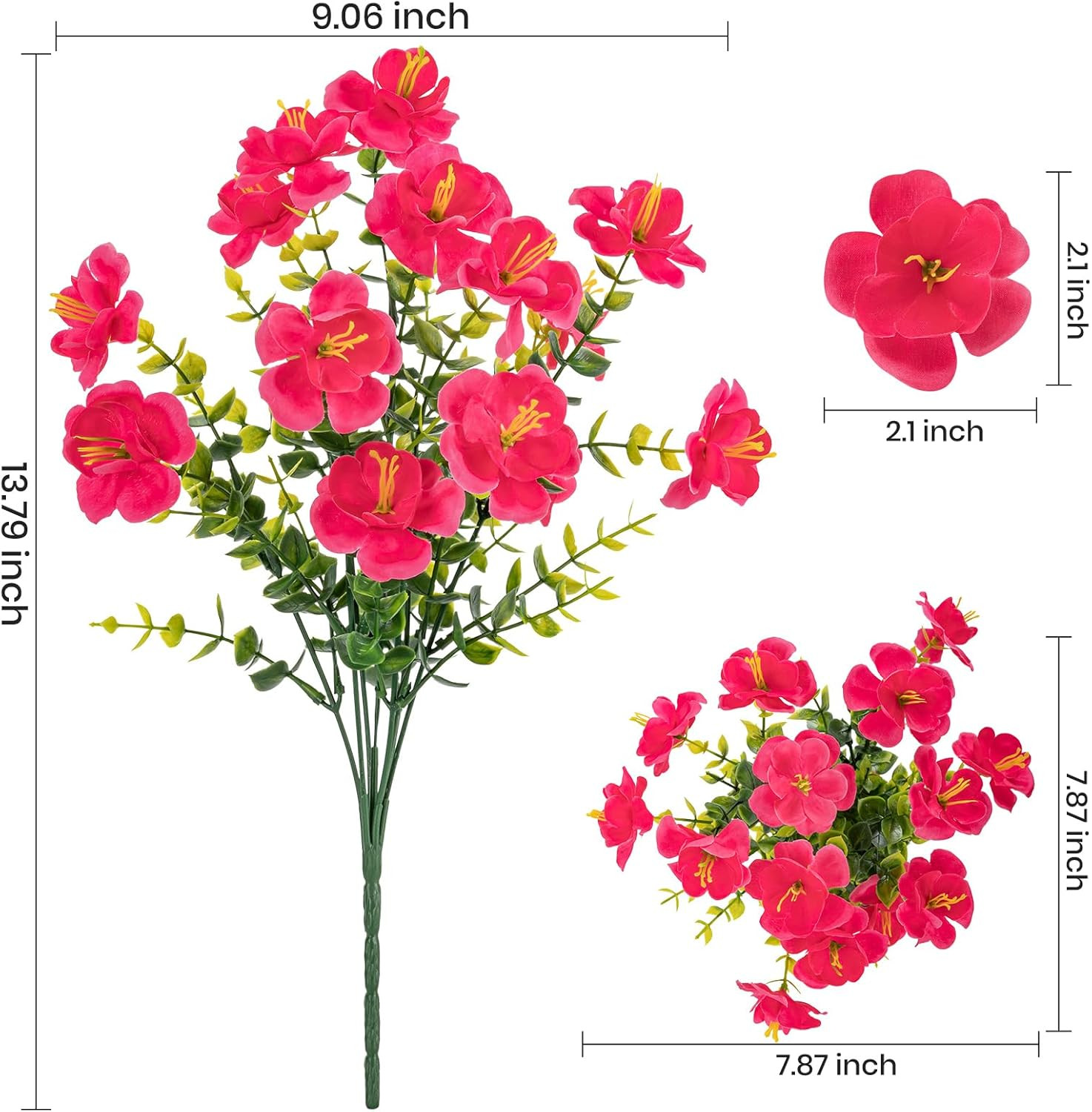 16 Bundles Realistic Artificial Camellia Flowers for Outdoor, UV Resistant Faux