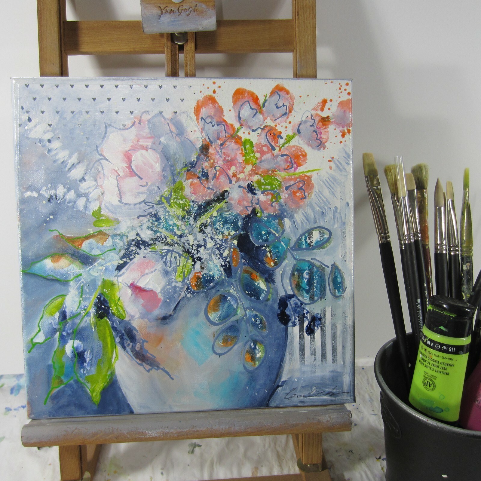 Contemporary Art Floral on canvas, original painting direct from artist