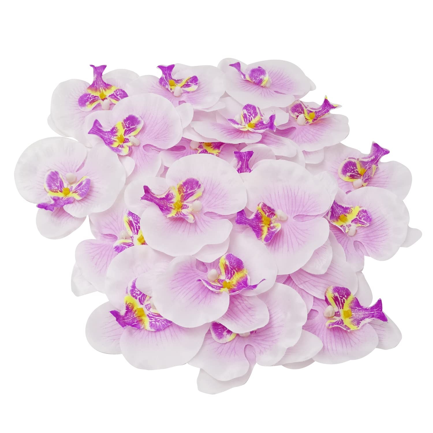 20PCS Fabric Butterfly Orchid Flower Heads Artificial Fake Flowers Heads for …