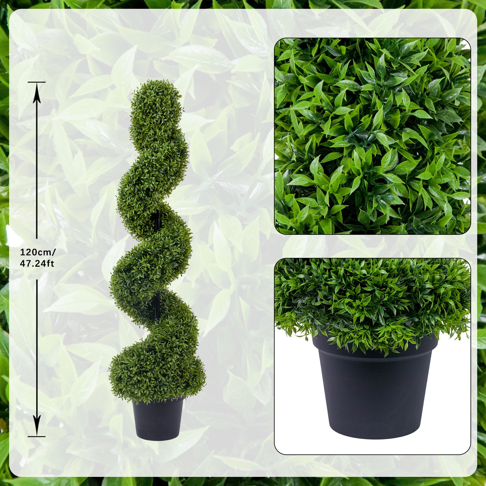 2pcs 120cm Artificial Topiary Tree Faux Spiral Topiary Tree Outdoor Fake Plant