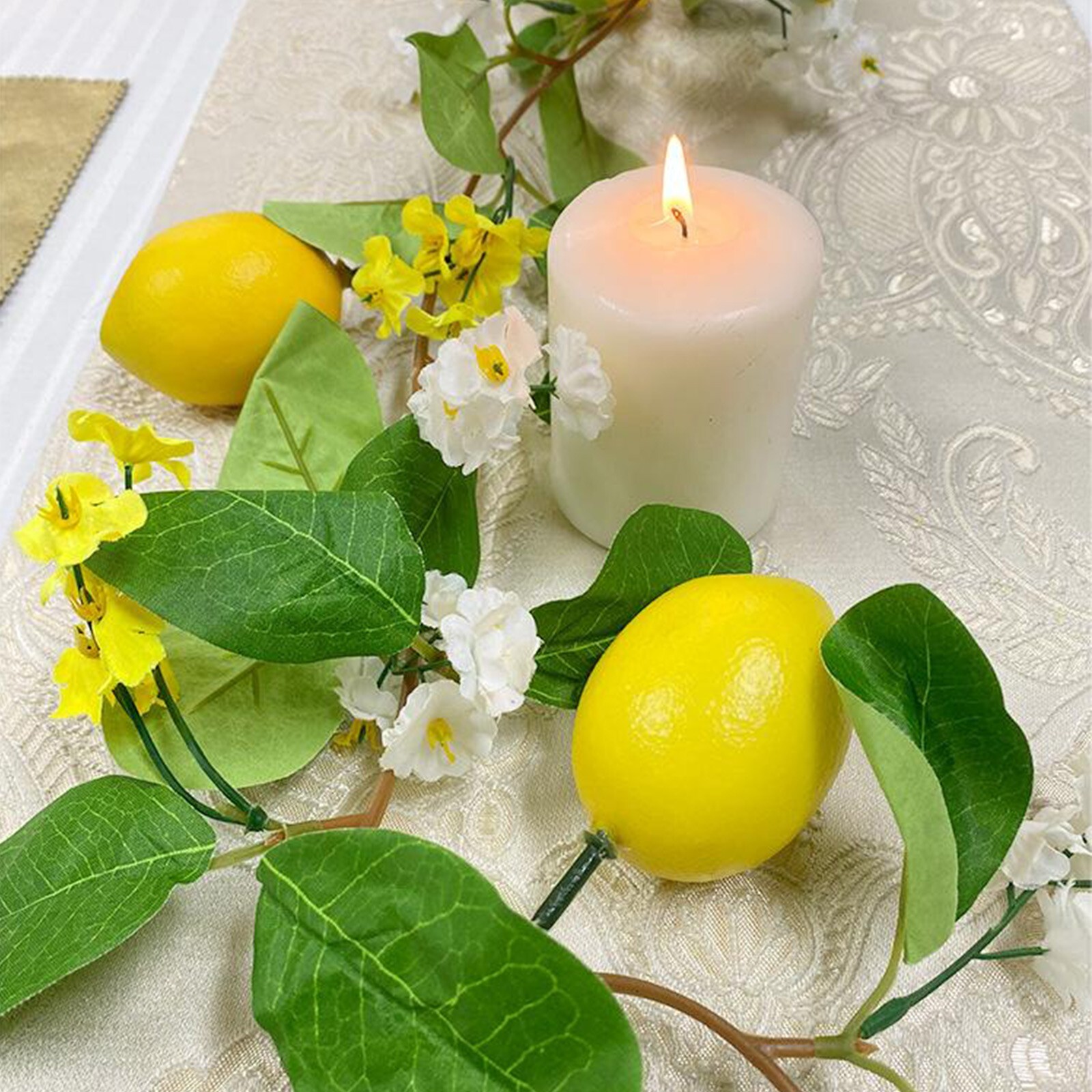 Artificial Lemon Garland Wreath for Front Door Wall Table Party Wedding Decor