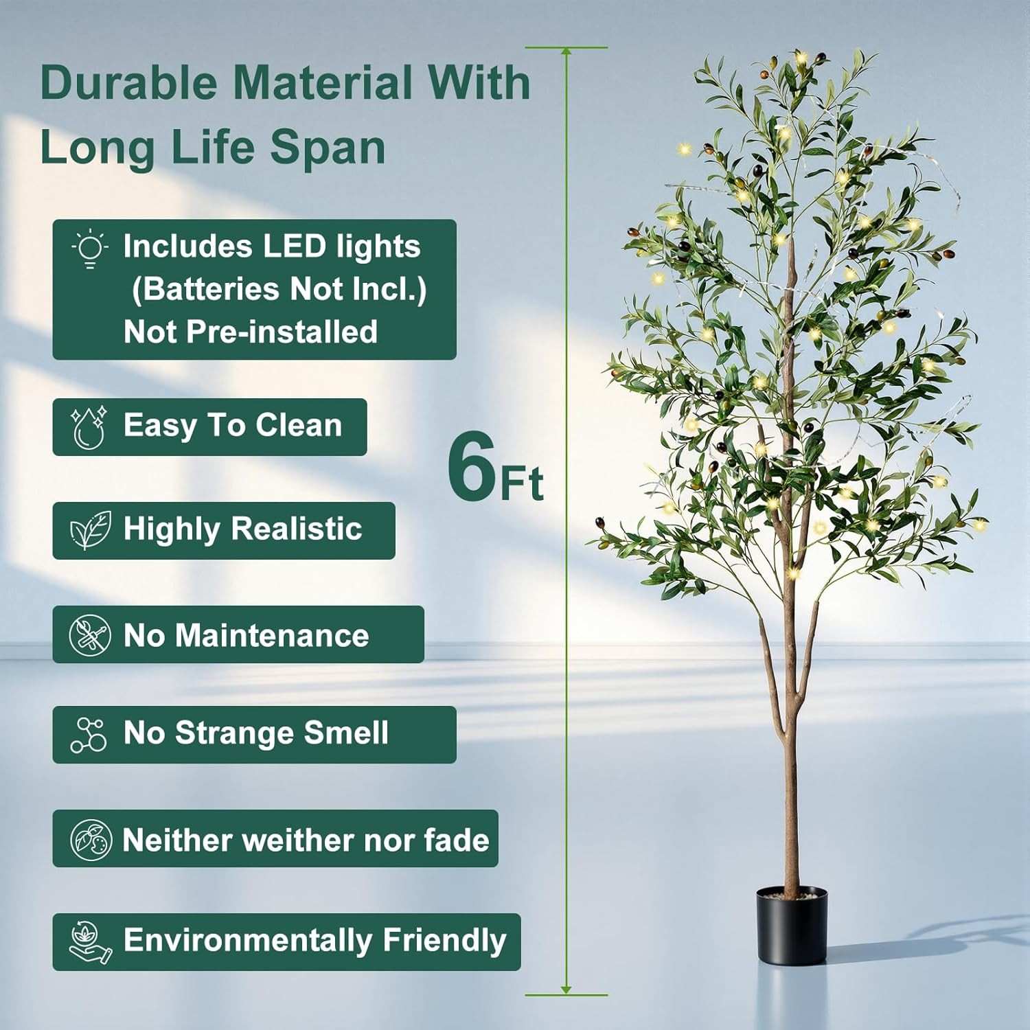 Faux Olive Tree 6FT Tall Artificial Moss Planter Indoor Outdoor Large