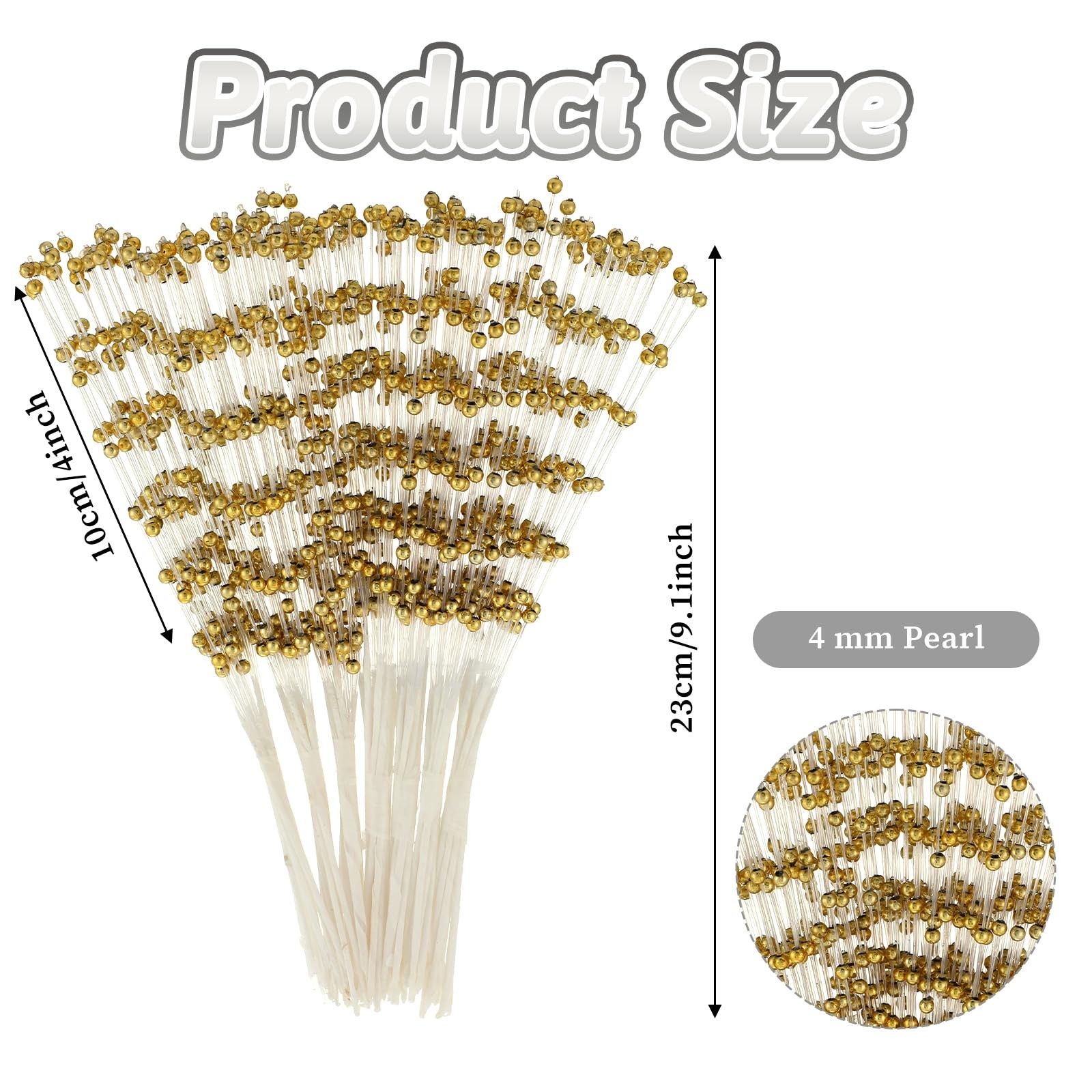 Bouquet 60 Pcs Pearl Floral Picks,Silver Flowers Stick Stems Bouquets,4mm Bea…
