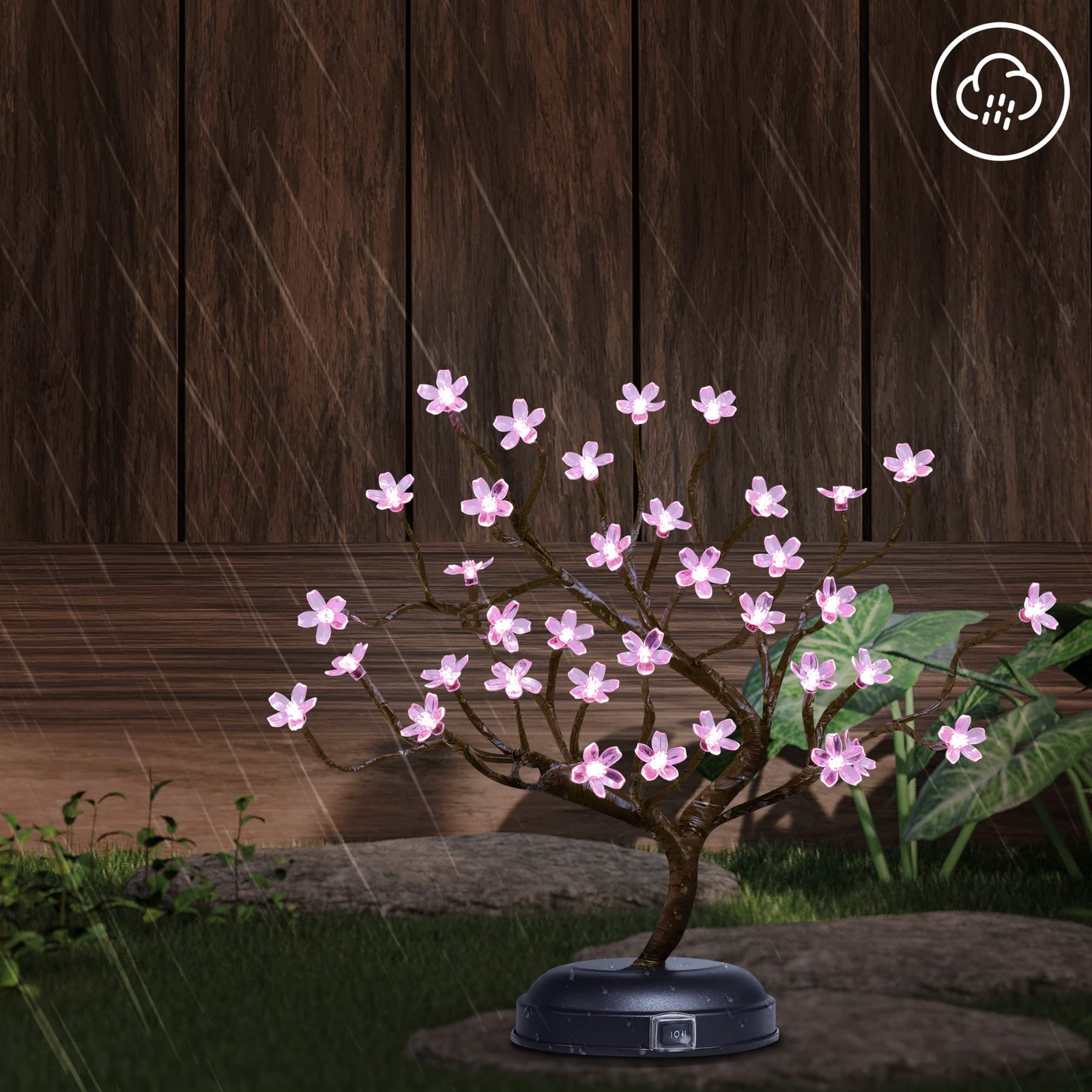 16Inch 36LED Cherry Blossom Bonsai Light, Pink Light, Battery Powered and Plu…