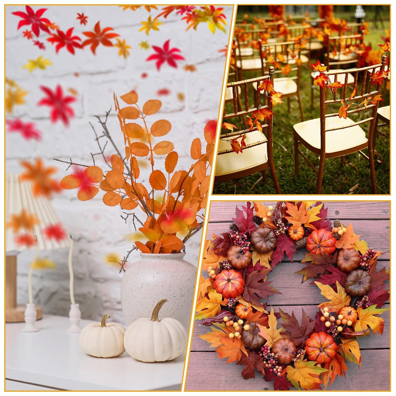 200 Pcs Fake Fall Leaves, Realistic Fall Leaves for Crafts Colorful Artificia…