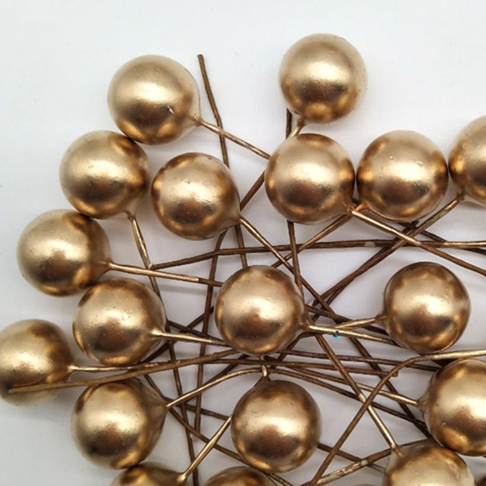 100Pcs Reusable Golden Artificial Berry Wreath for Christmas Decor