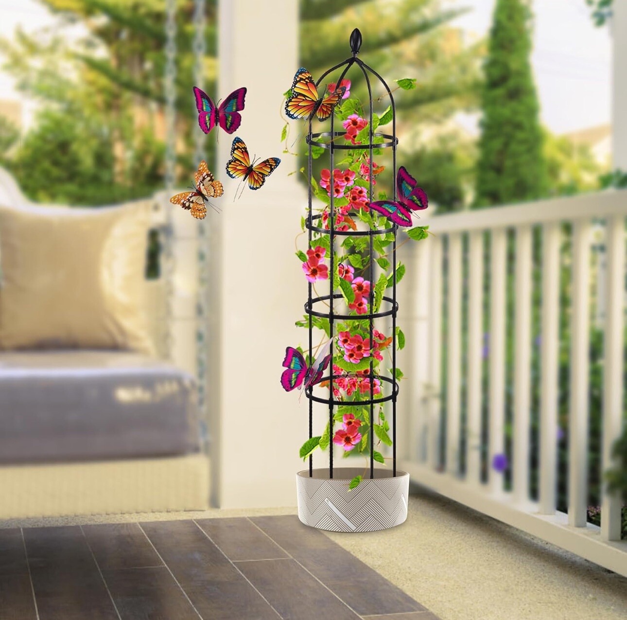 Obelisk Trellis for Climbing Plants, Round Trellis for Roses, Garden Trellises