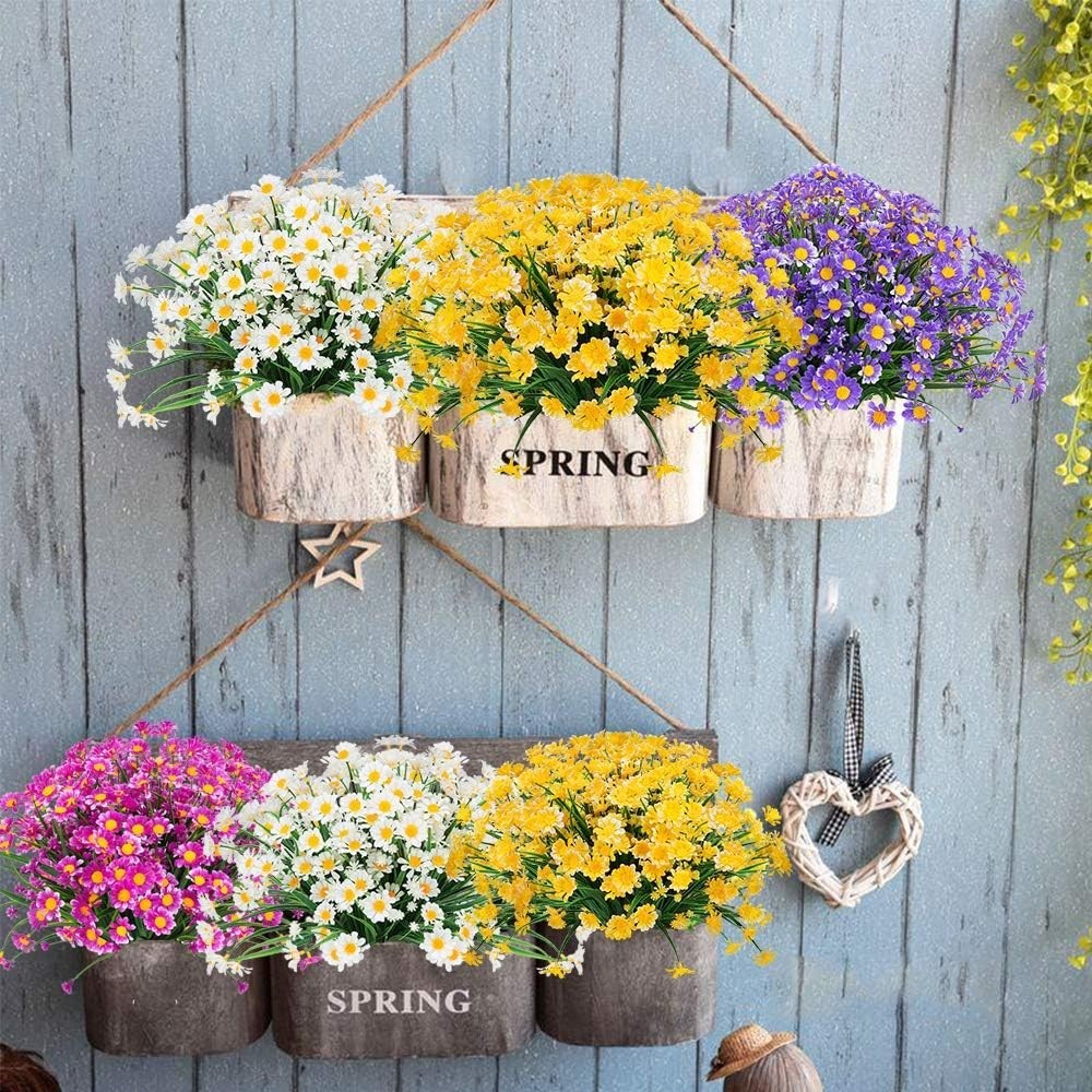 Lifelike Yellow Daisies – 4 Bundles of Durable Faux Flowers for Every Occasion