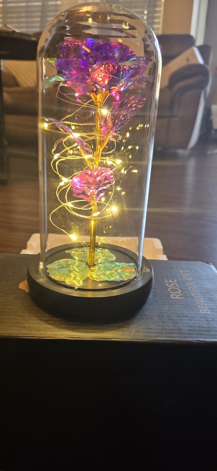 Light Up Rose Flower in a Glass Dome LED Lights Gift for Birtday / Holiday…