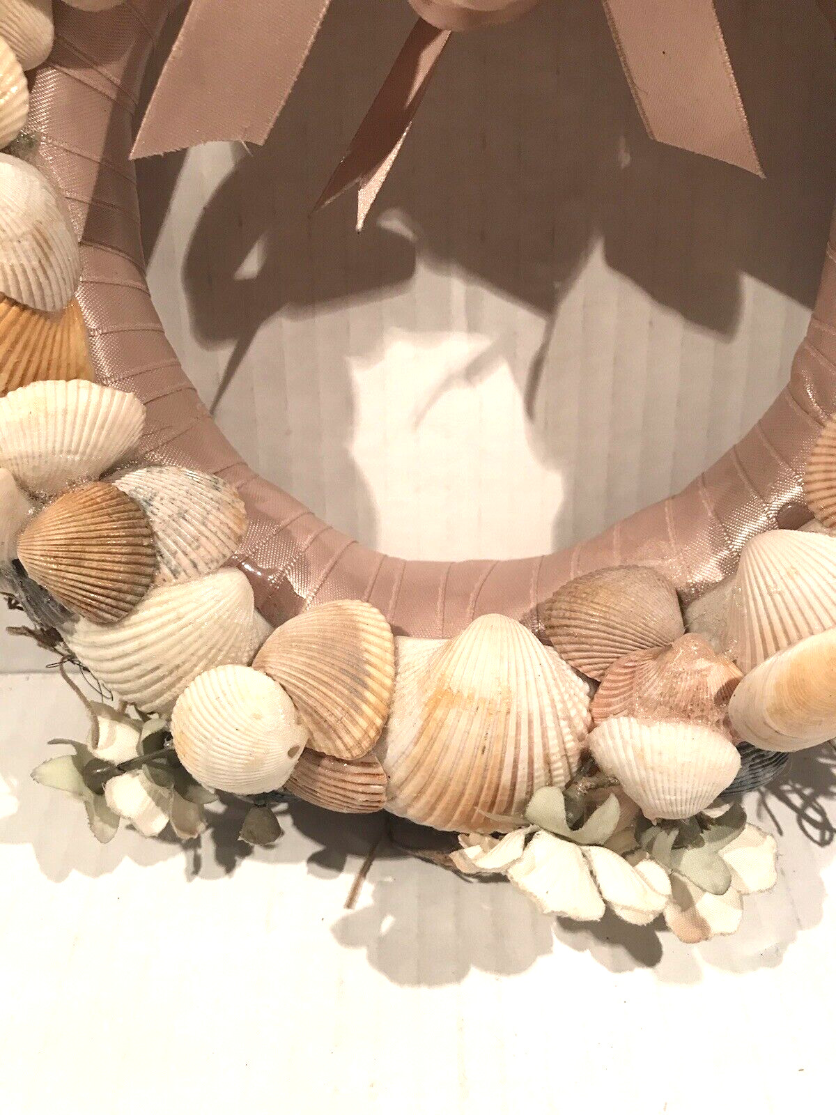 Wreath 8″ Sea Shells & Flowers Ribbon Multicolor Beach Design Unique Ribbon Back