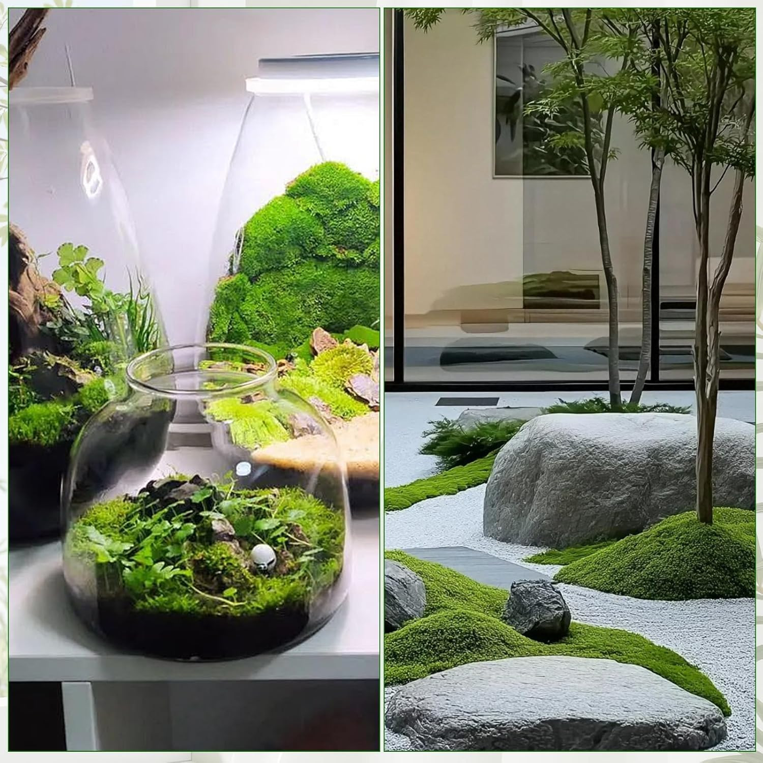 Artificial Moss for Crafts, 5.3OZ Fake Green Moss for Potted Plants, Faux Moss D