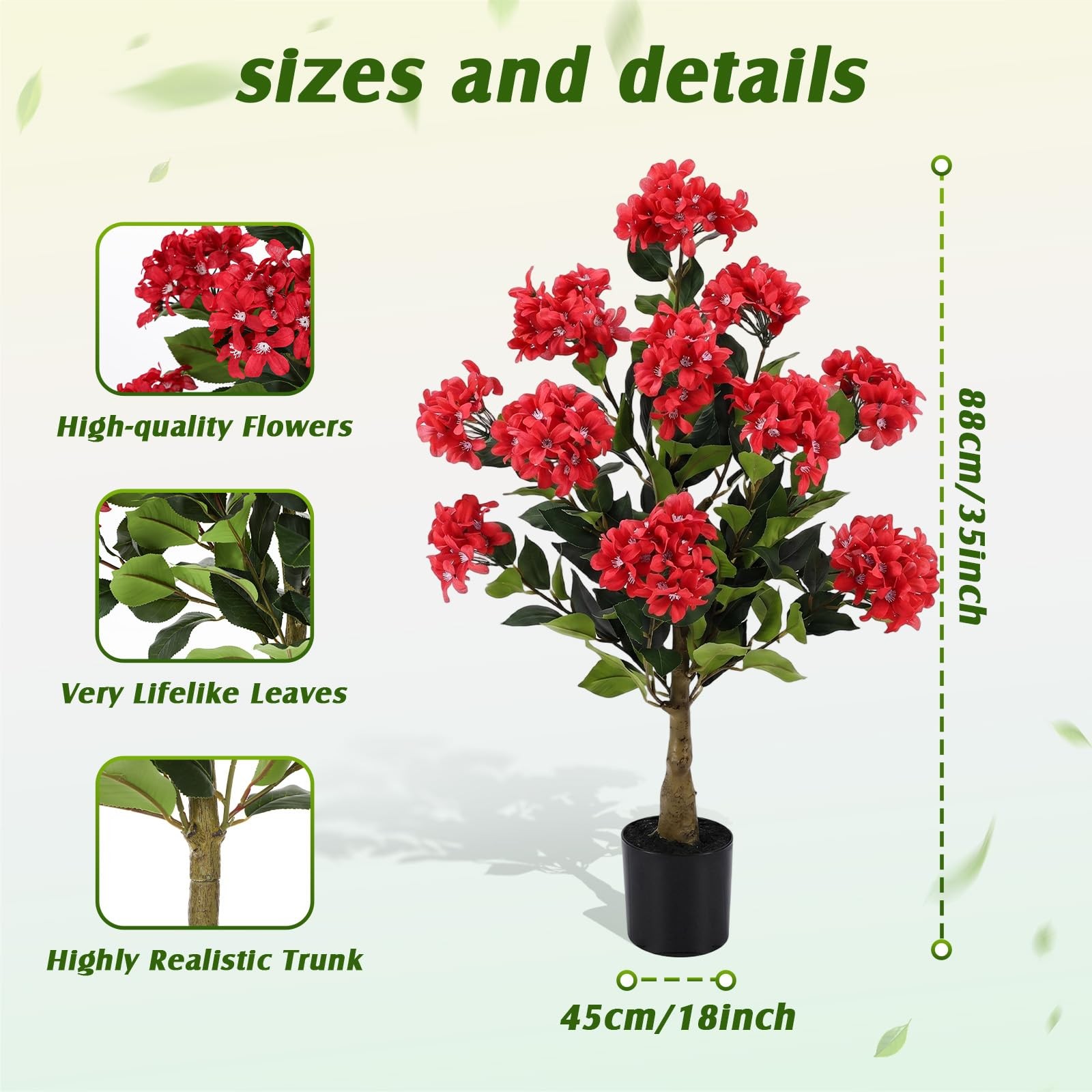 2 Pack 3ft Artificial Hydrangea Tree Faux Hydrangea Plant Indoor Outdoor Fake…