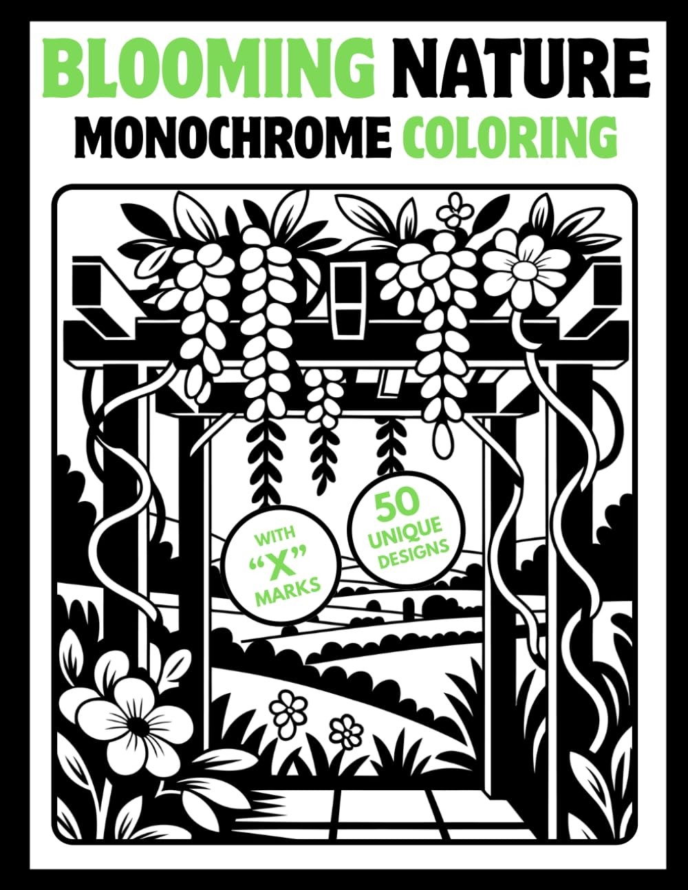 Blooming Nature Monochrome Coloring: 50 Designs of Elegant English Garden…