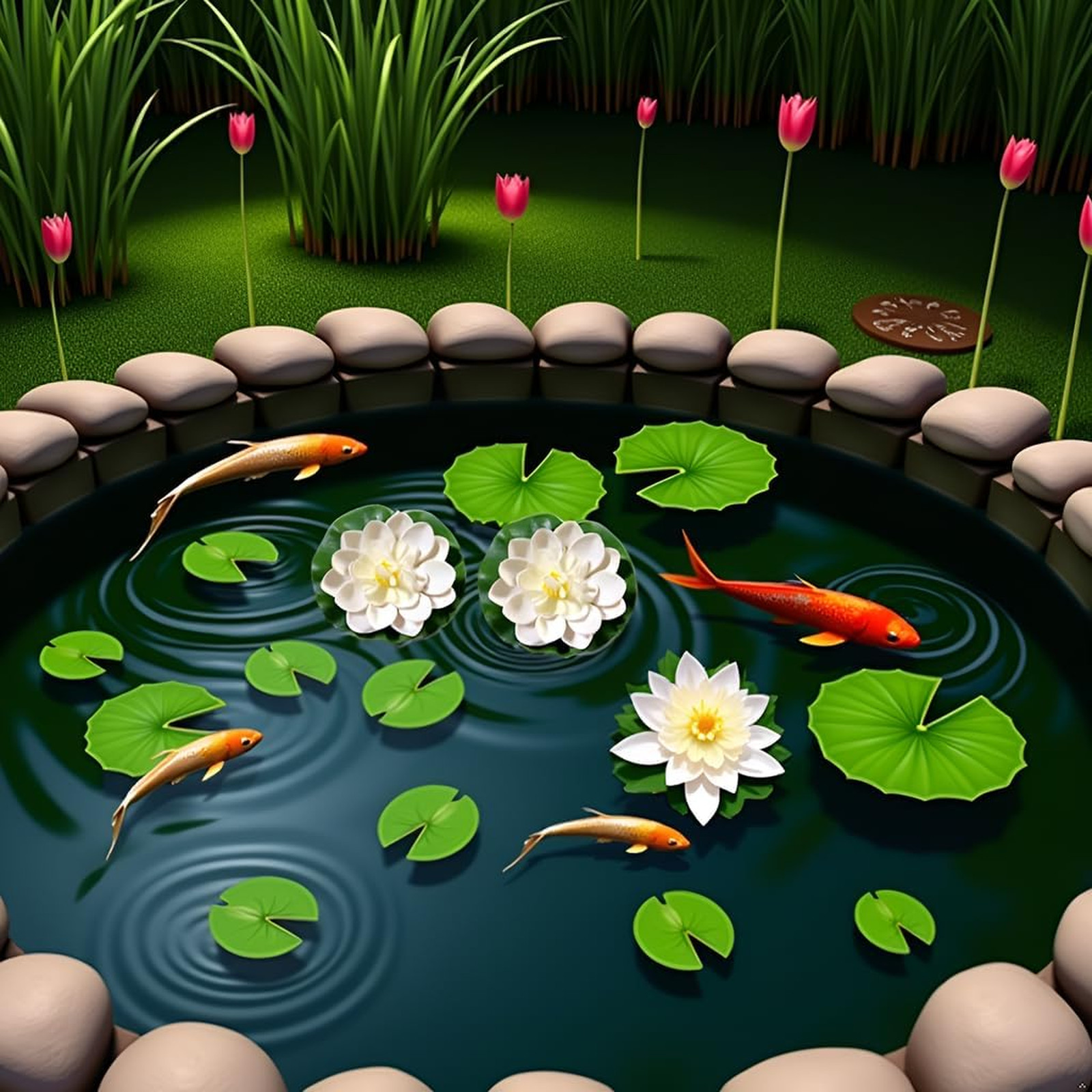 Floating Lotus Flowers Set of 6 White Artificial Water Lily Pond Decor Faux