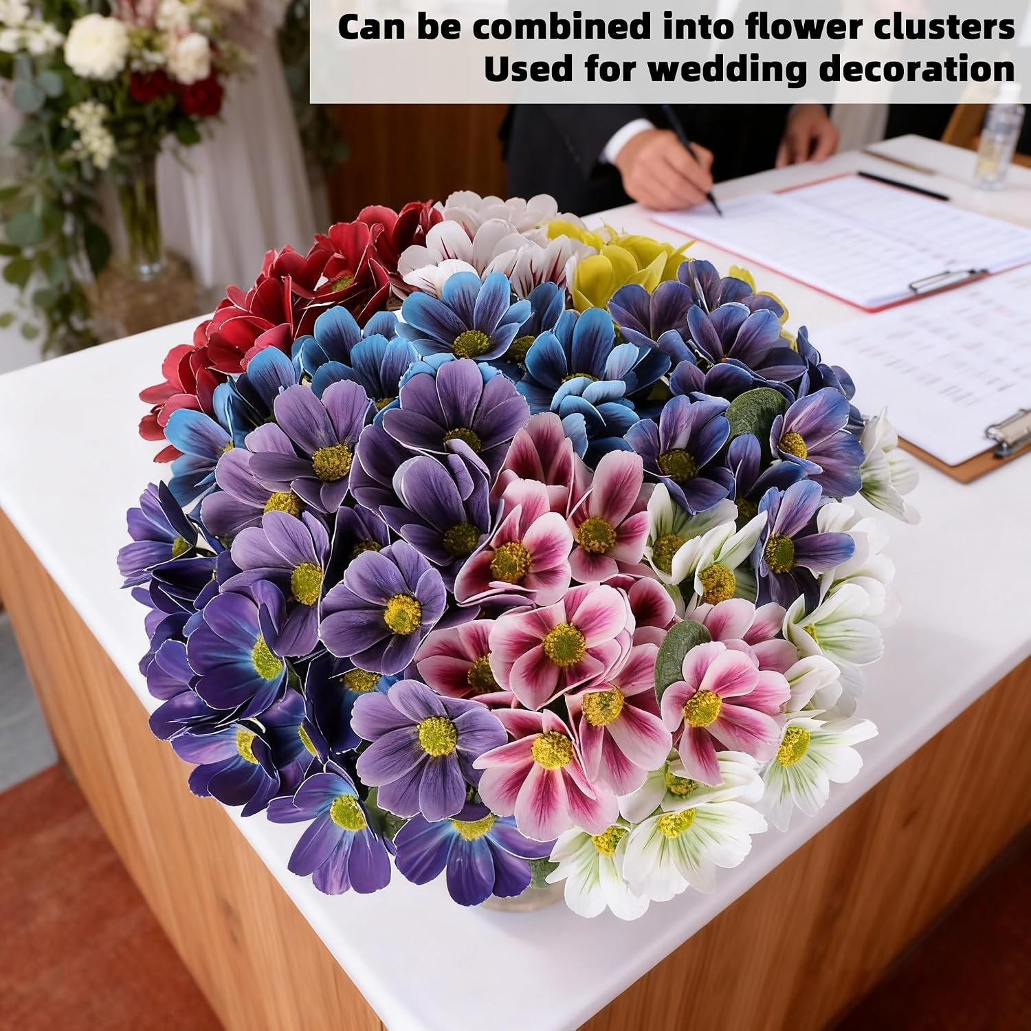 90 Bundles UV Resistant Artificial Flowers for Home, Garden & Wedding Decor