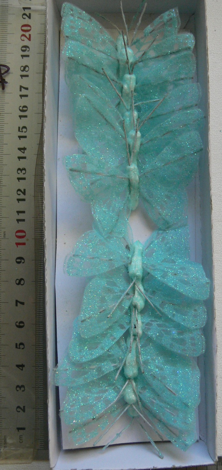 BUTTERFLY Pk 12 Piece CAPRI BLUE – 40x65mm – Antennae’s + Stem 12cm long – KSCRT