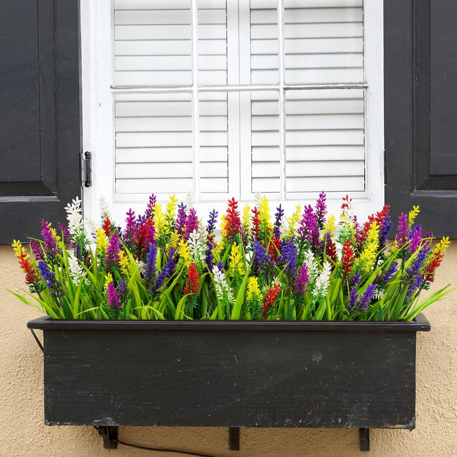 24 Bundles Artificial Flowers for Outdoors Fake Lavender, Mixed | UV resistant,