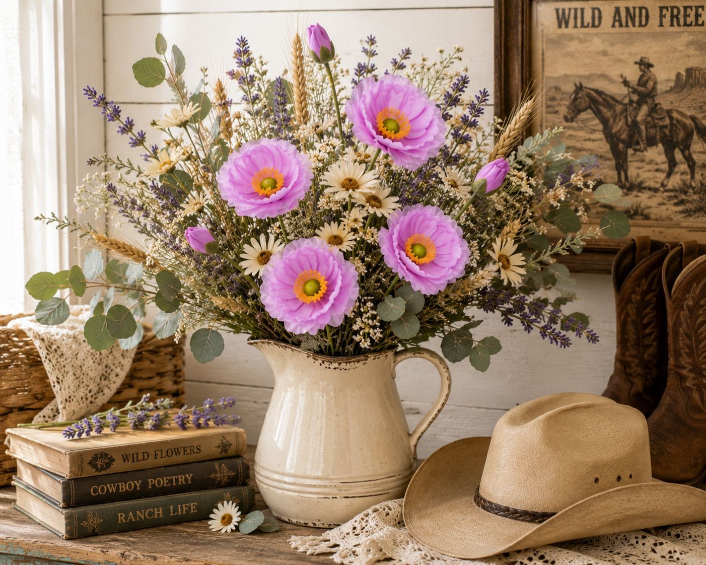 Lavender Poppy Stems Faux Poppy Flowers Artificial Wildflower Spray Cottagecore