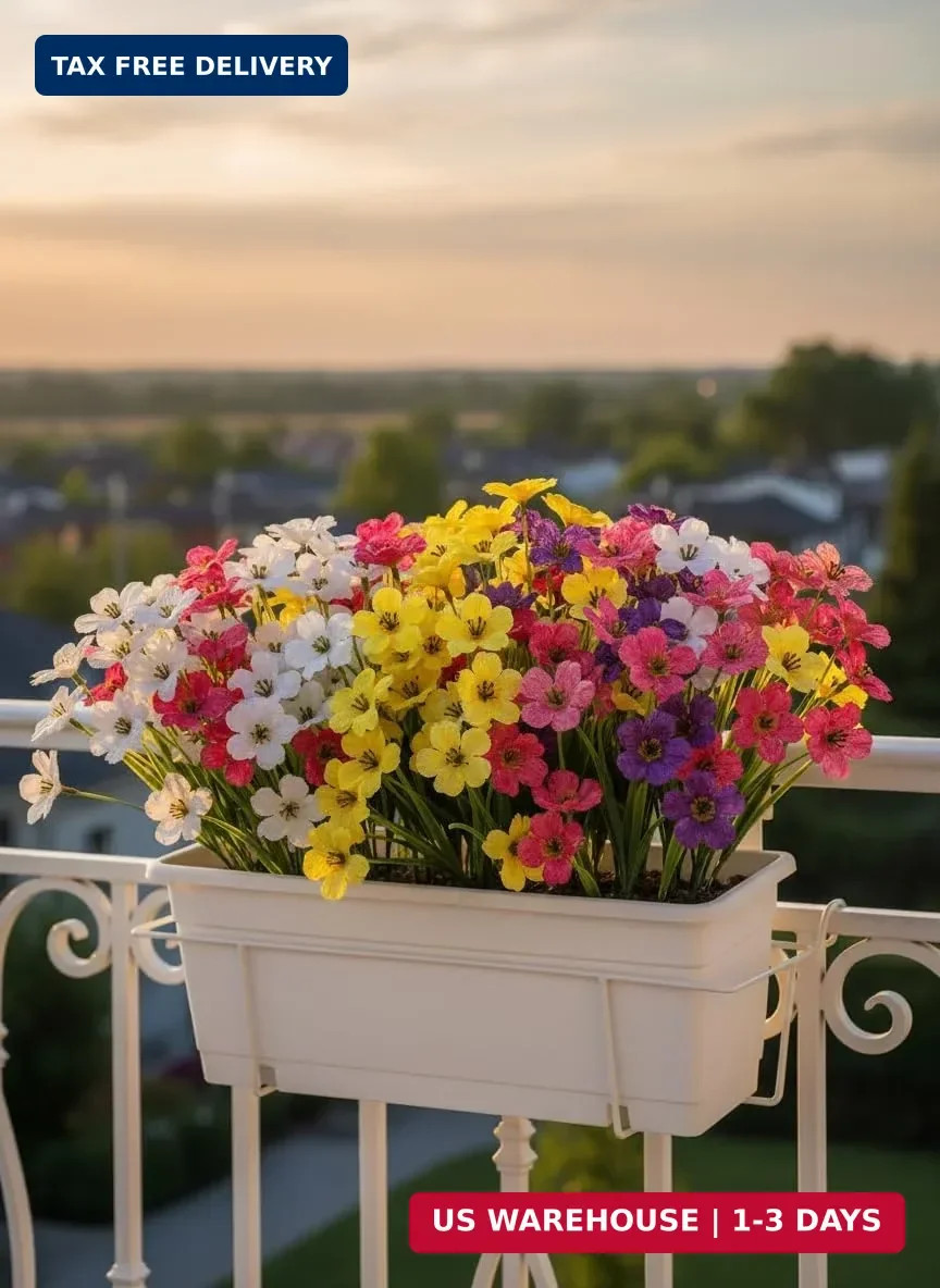 20 Bundles Artificial Outdoor Flowers UV Resistant Faux Plants for Outside Decor