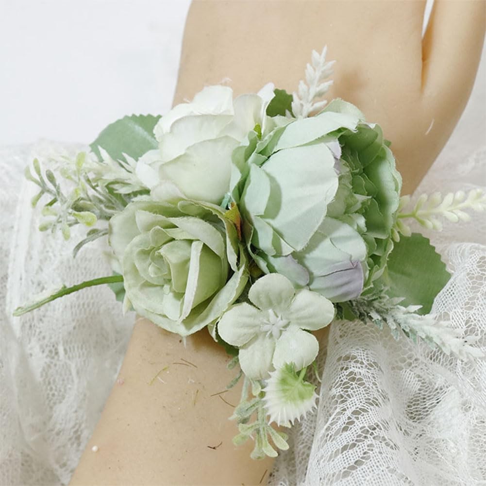 2 Pieces Artificial Wrist Corsage and Boutonniere Set, Groom Groomsmen Bride …