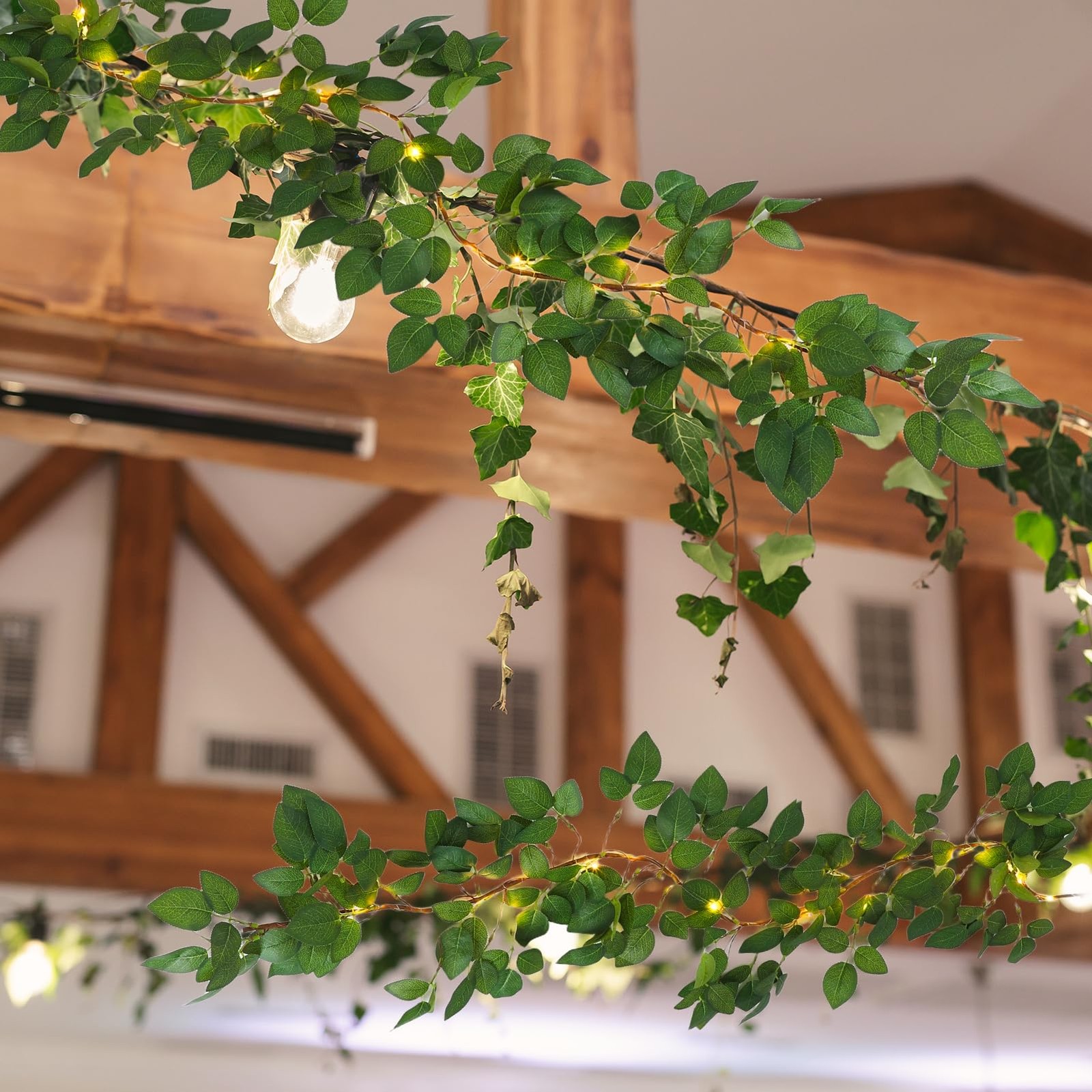 2Pcs Fake Ivy Vines with Fairy Lights, 5Ft Artificial Light Up Spring Leave G…