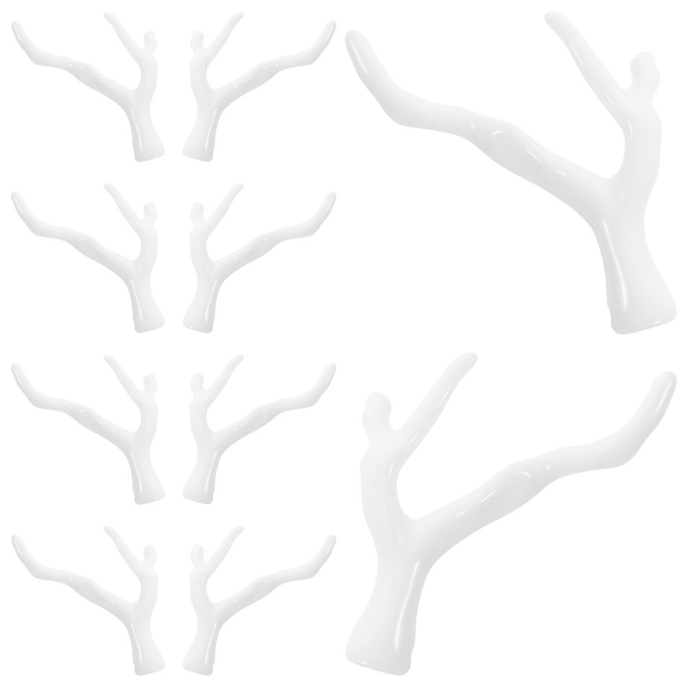10Pcs Lightweight Acrylic Decorative Coral Branches for Headgear DIY White