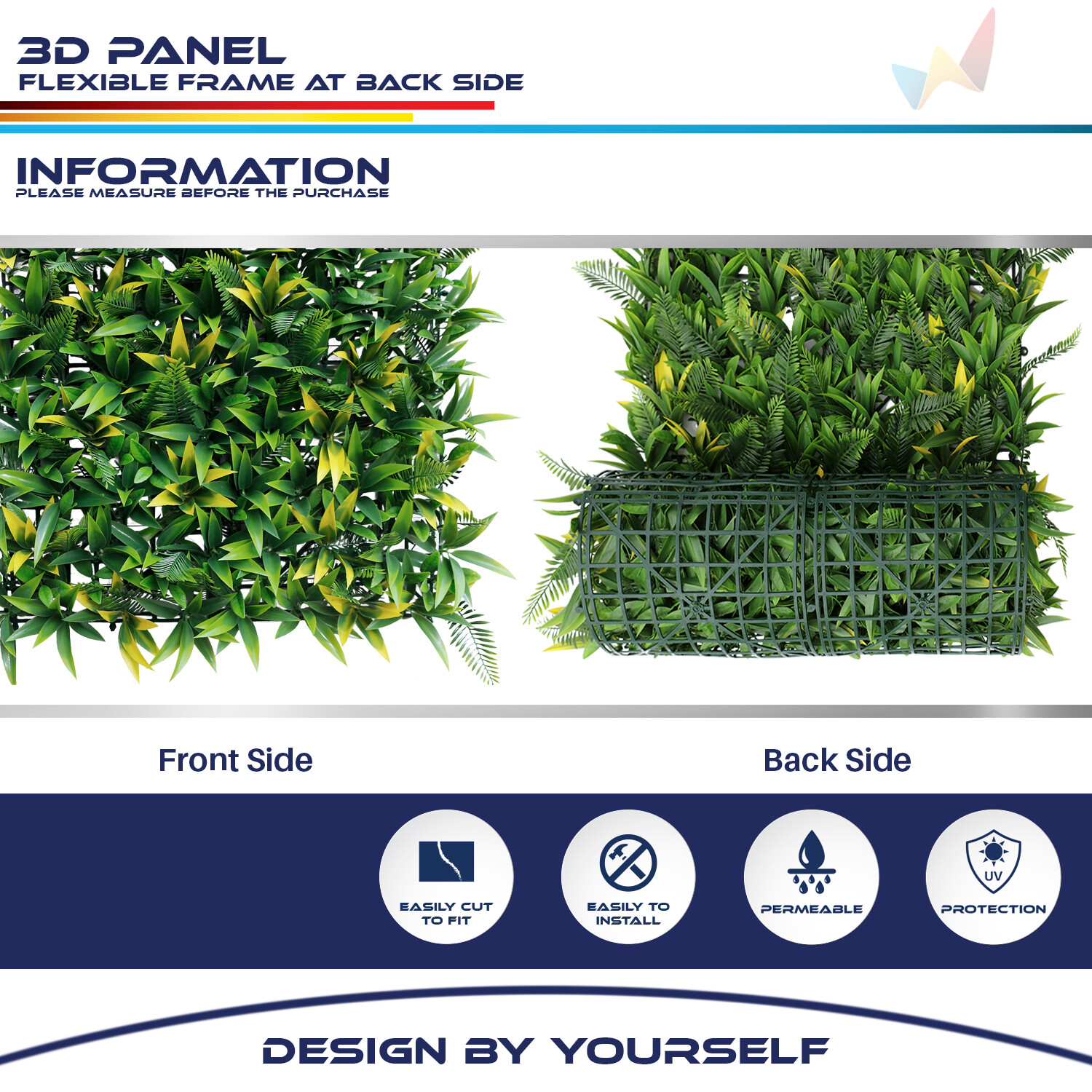 20×20″ Artificial Faux 3D Mix Fern Plants Privacy Fence Decor Mats Hedge #03