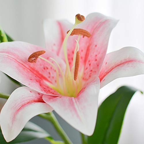 5 Pcs Artificial Lily Flowers 22.6″ Faux Silk Lily Flowers Real Touch Fake Li…