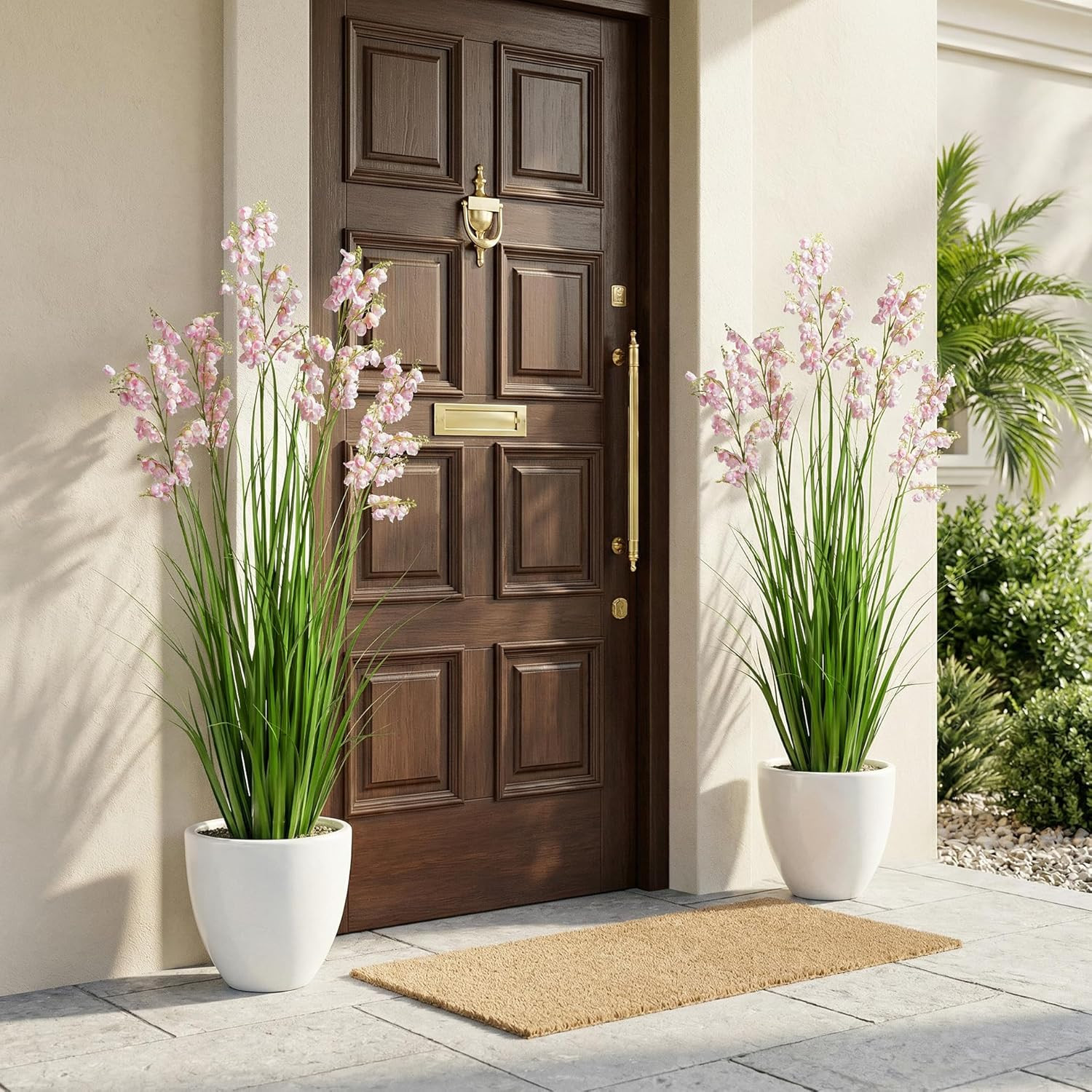 Lily of the Valley & Snake Plant Artificial Decor – 47″ Pink Grass 2Pcs