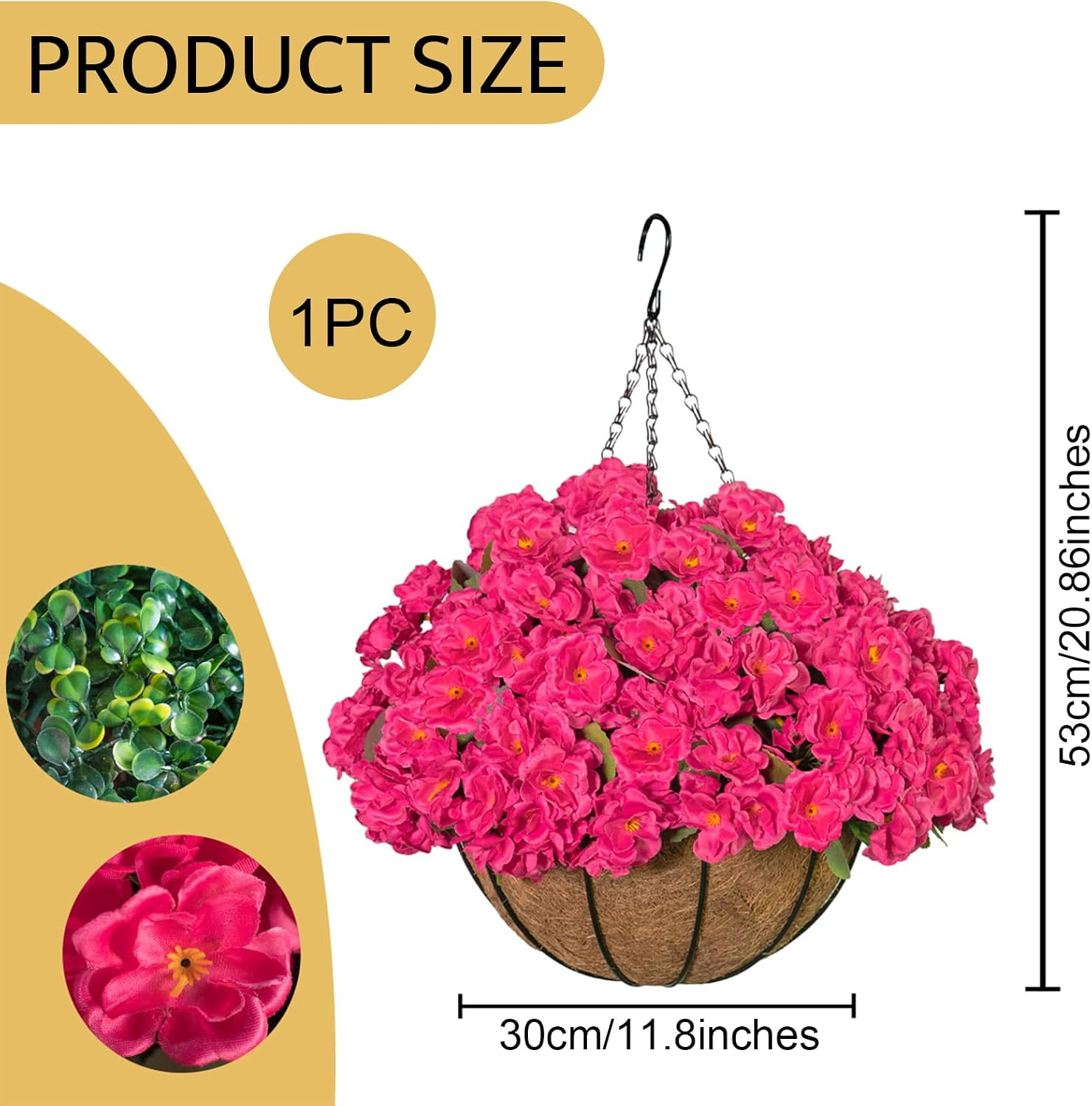 Artificial Flower Plants with Hanging Basket for Outdoor Spring Summer Decor, Ha