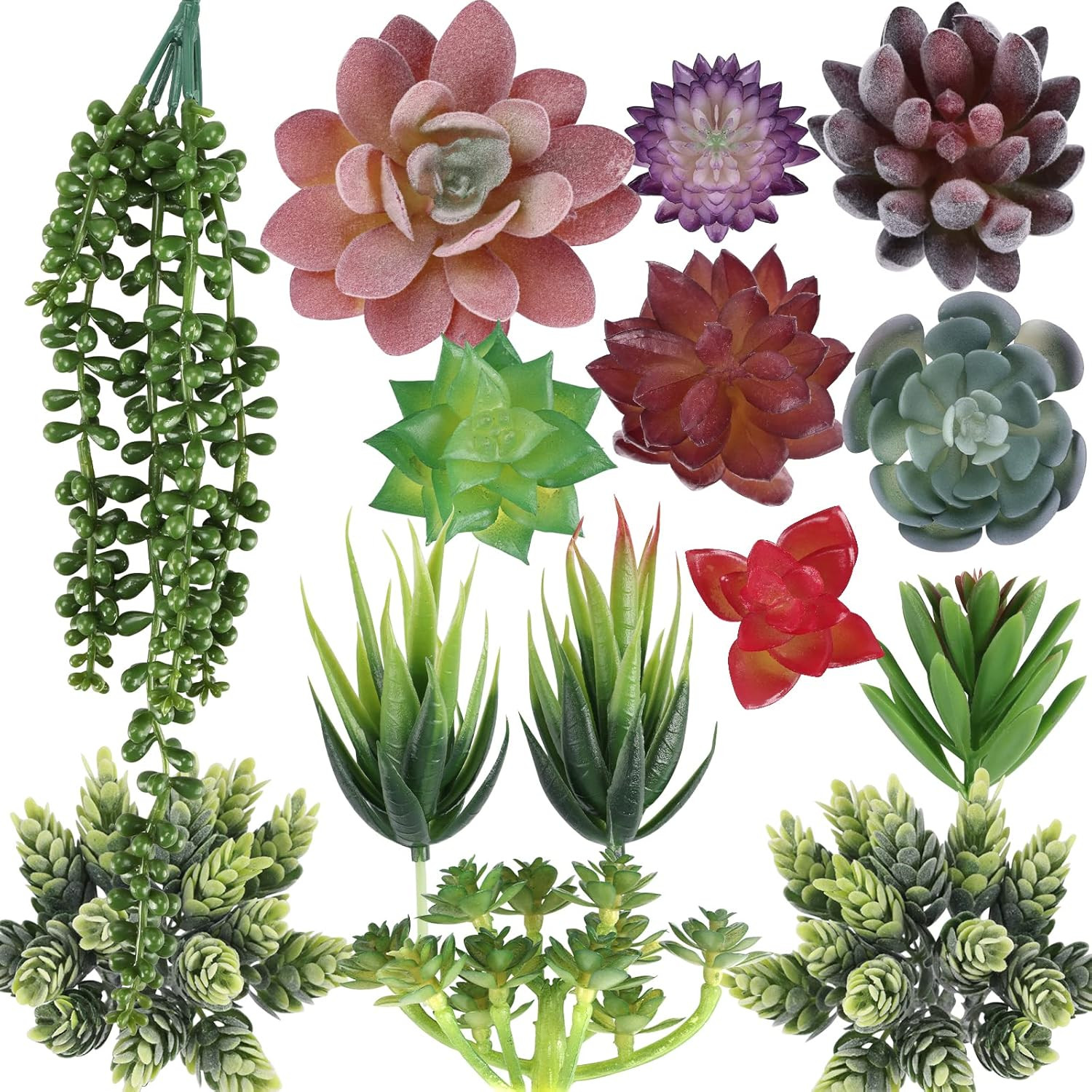 14Pcs Fake Succulents Unpotted Realistic Textured Succulent Plants Mini Artifici