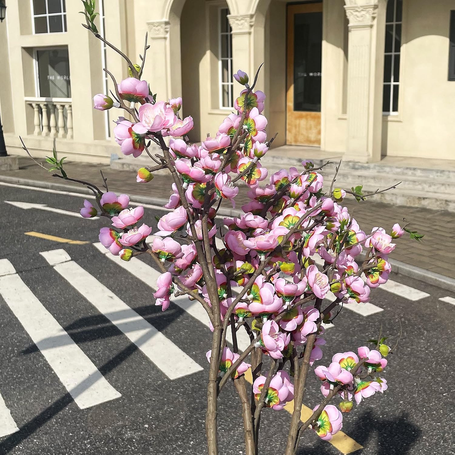 Pink Cherry Blossom Artificial Flowers – 4PCS 35.4” Long Stem Decor