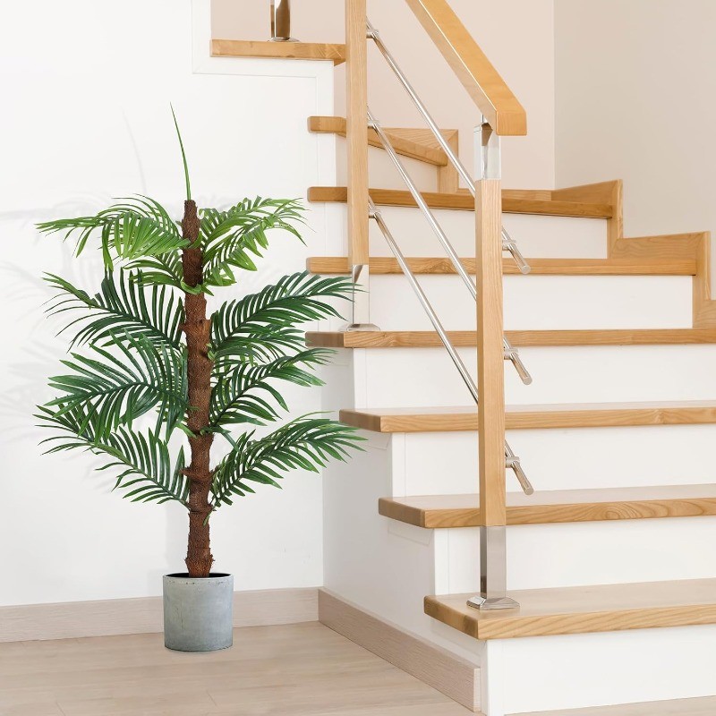 4FT Artificial Palm Tree, Fake Plant Decor for Living Room, Bedroom, Entryway