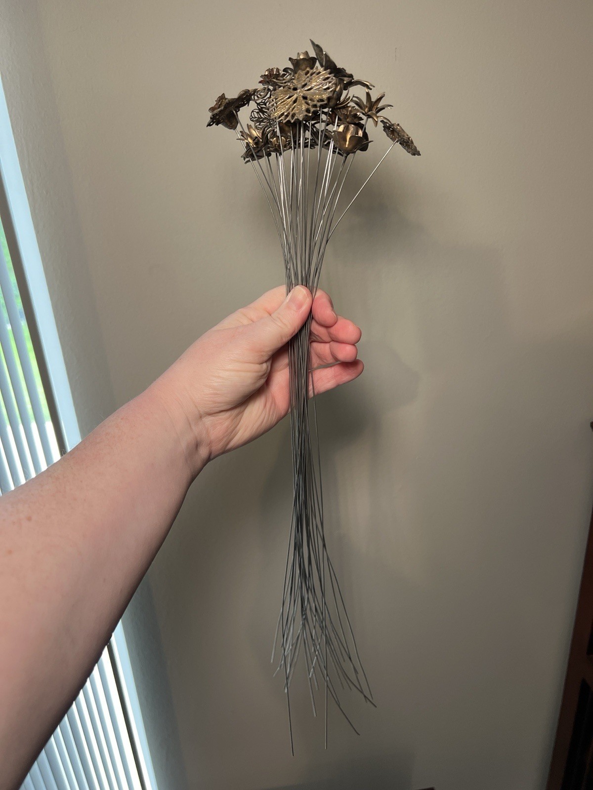 VTG Antique Metal Filigree Openwork Flowers Bouquet Stems Millinery Bridal Craft