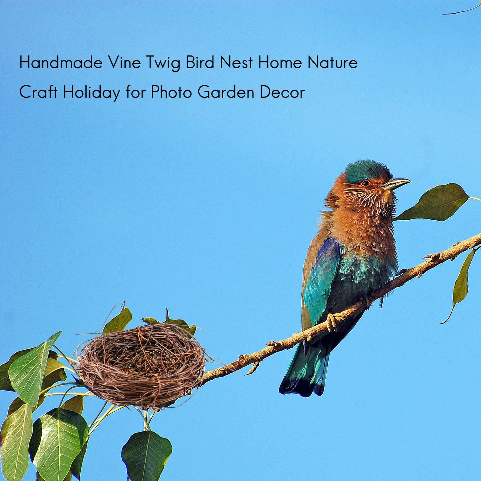 Handmade Vine Bird Nest Home Nature Craft Holiday for Photo Garden5996
