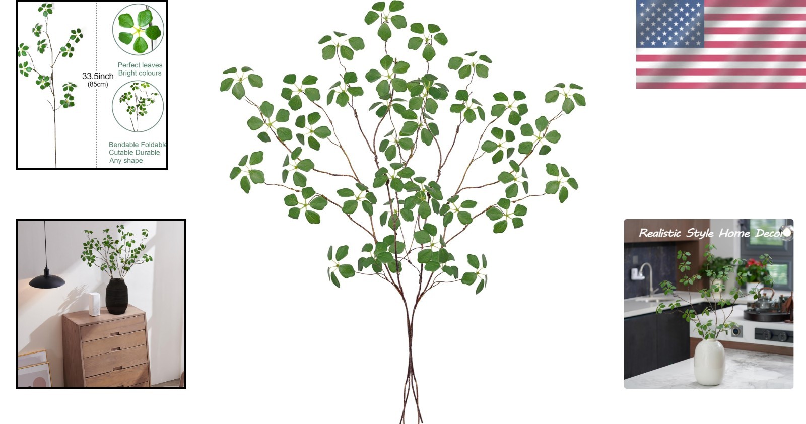 2PCS Faux Eucalyptus Stem Decoration – 33.5” Bendable Greenery for All Seasons