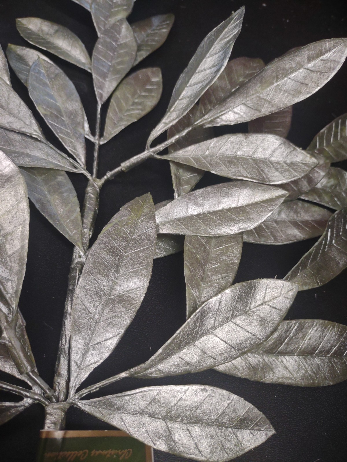 Set of 2 Plastic Bay Tree Branches 23″ Metallic Silver Floral Foliage Leaf Stems