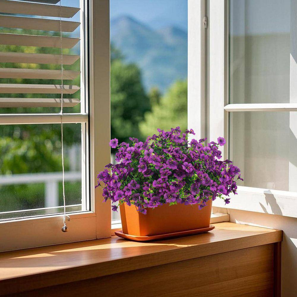 13.8 In. Purple Artificial Fake Flowers, 16 Bundles Faux Silk Colorful Daisy Pla