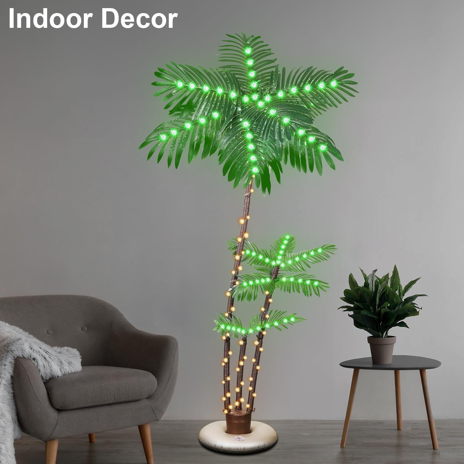 6FT LED Palm Tree Outdoor Indoor Waterproof Tropical Island Decor Tiki Poolside