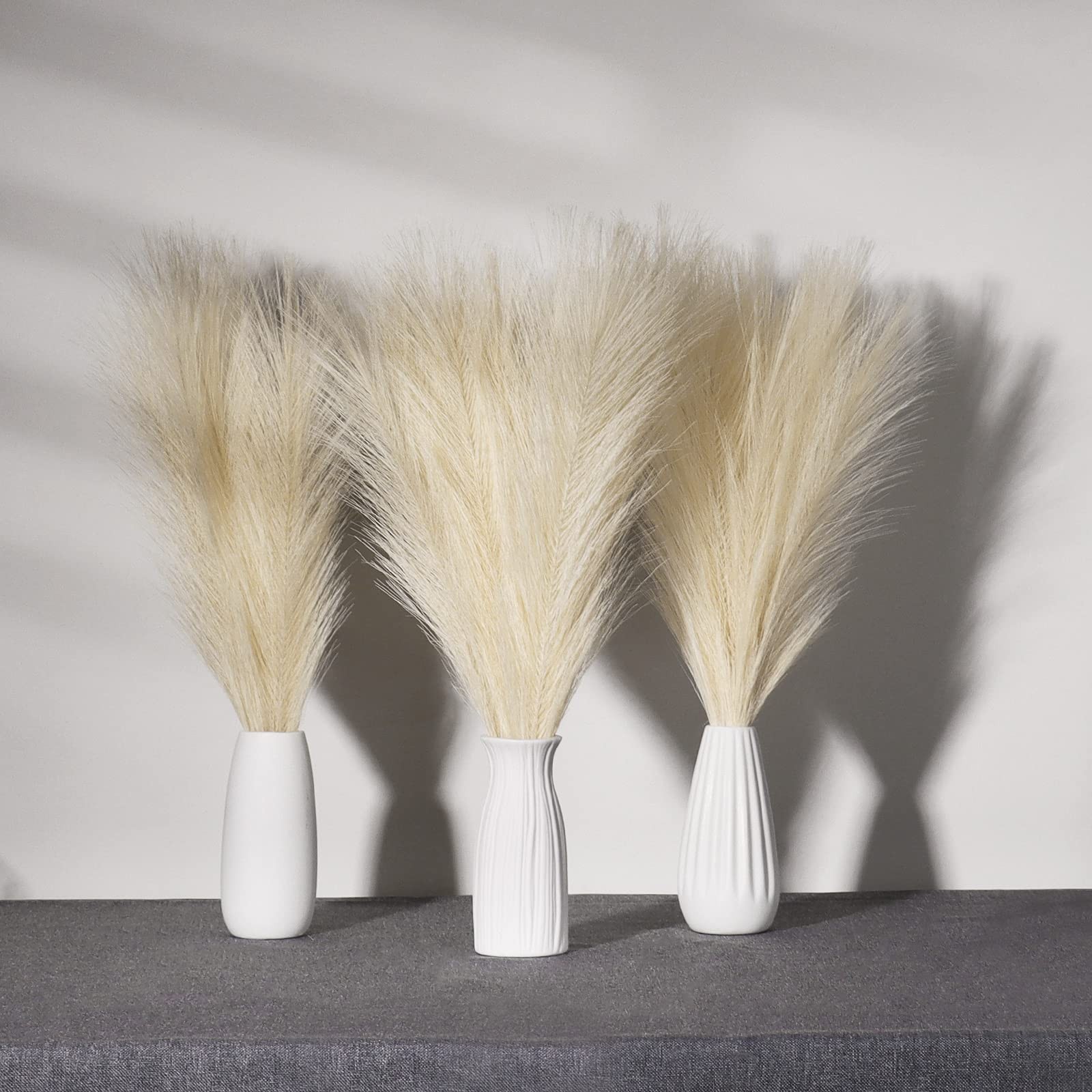 Pampas Grass Decor, Fluffy Faux Pampas Grass 6 Stem 18″/45cm Pompous Grass Sm…