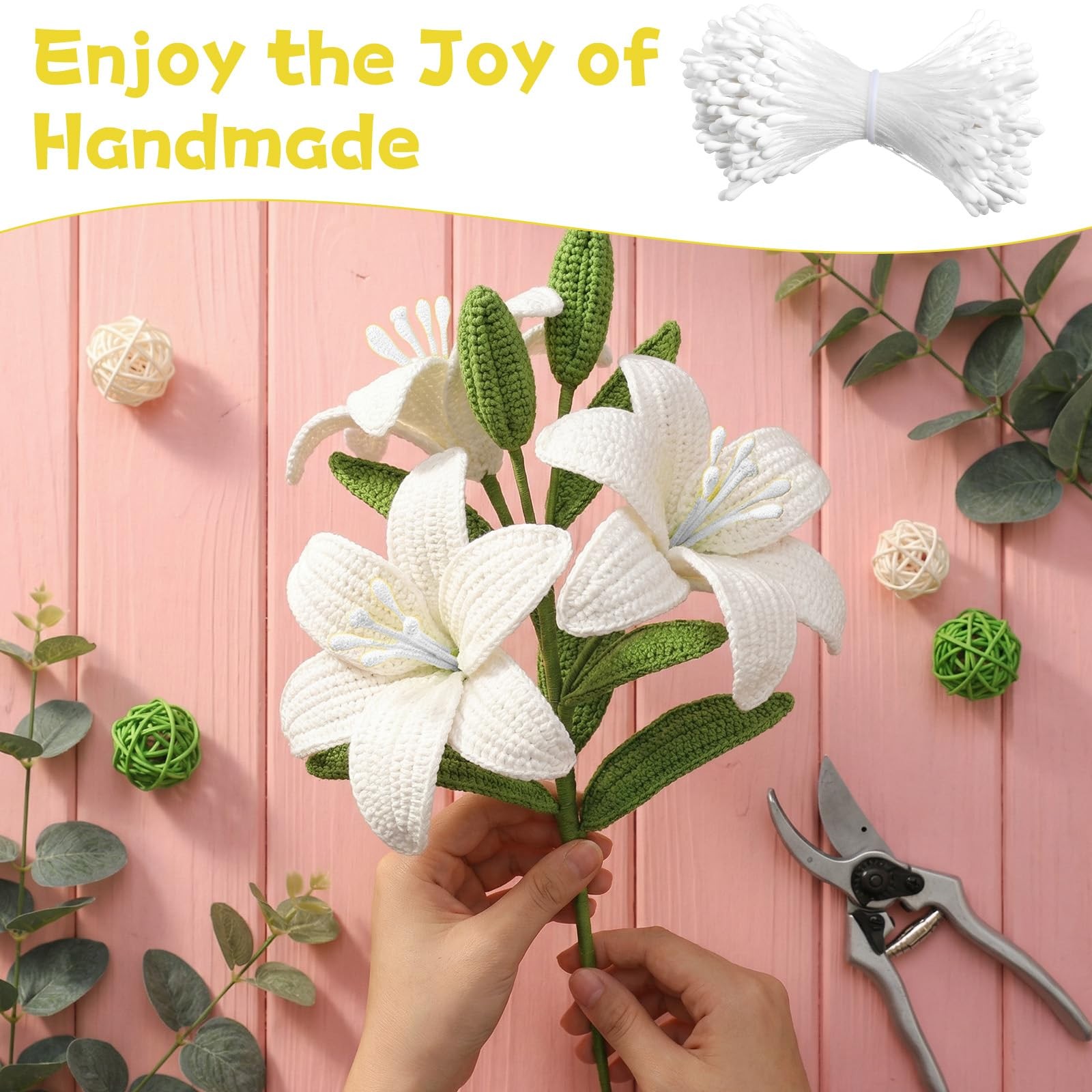 800 PCS Flower Stamens White 2mm Pearl Double Head Artificial Floral Crafts