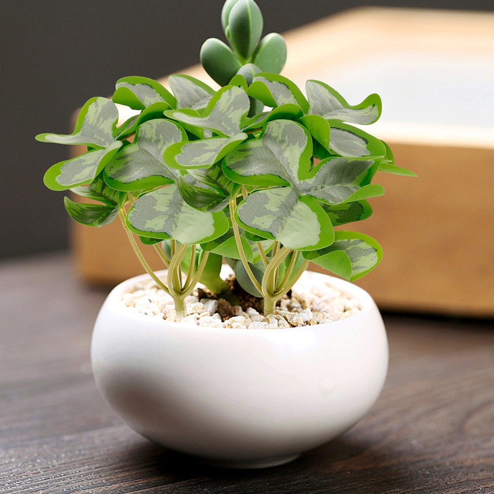 5 Pcs Artificial Shamrock Picks Lifelike Green Plant Stems Home Office Decor