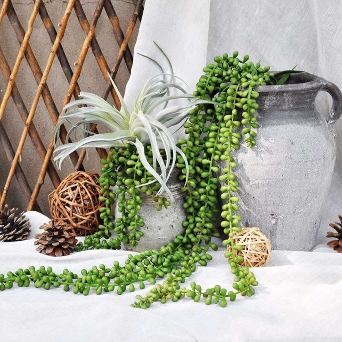 1/2/3x Fake Hanging Plants Artificial Succulents String Pearls House Vine Plant