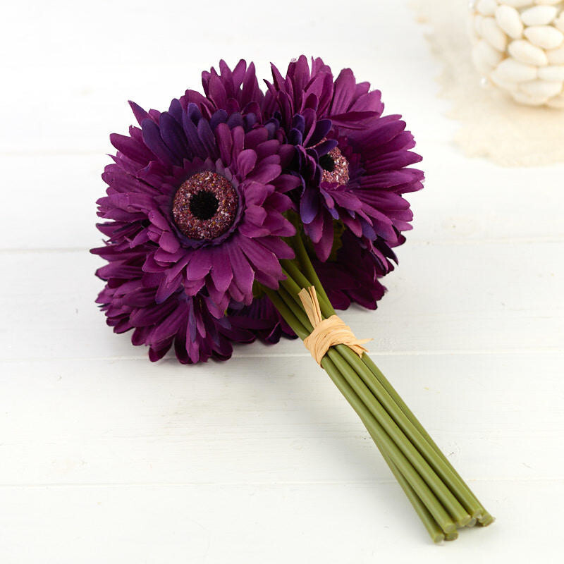Set of 2 Purple Artificial Gerbera Daisy 10″ Bouquets