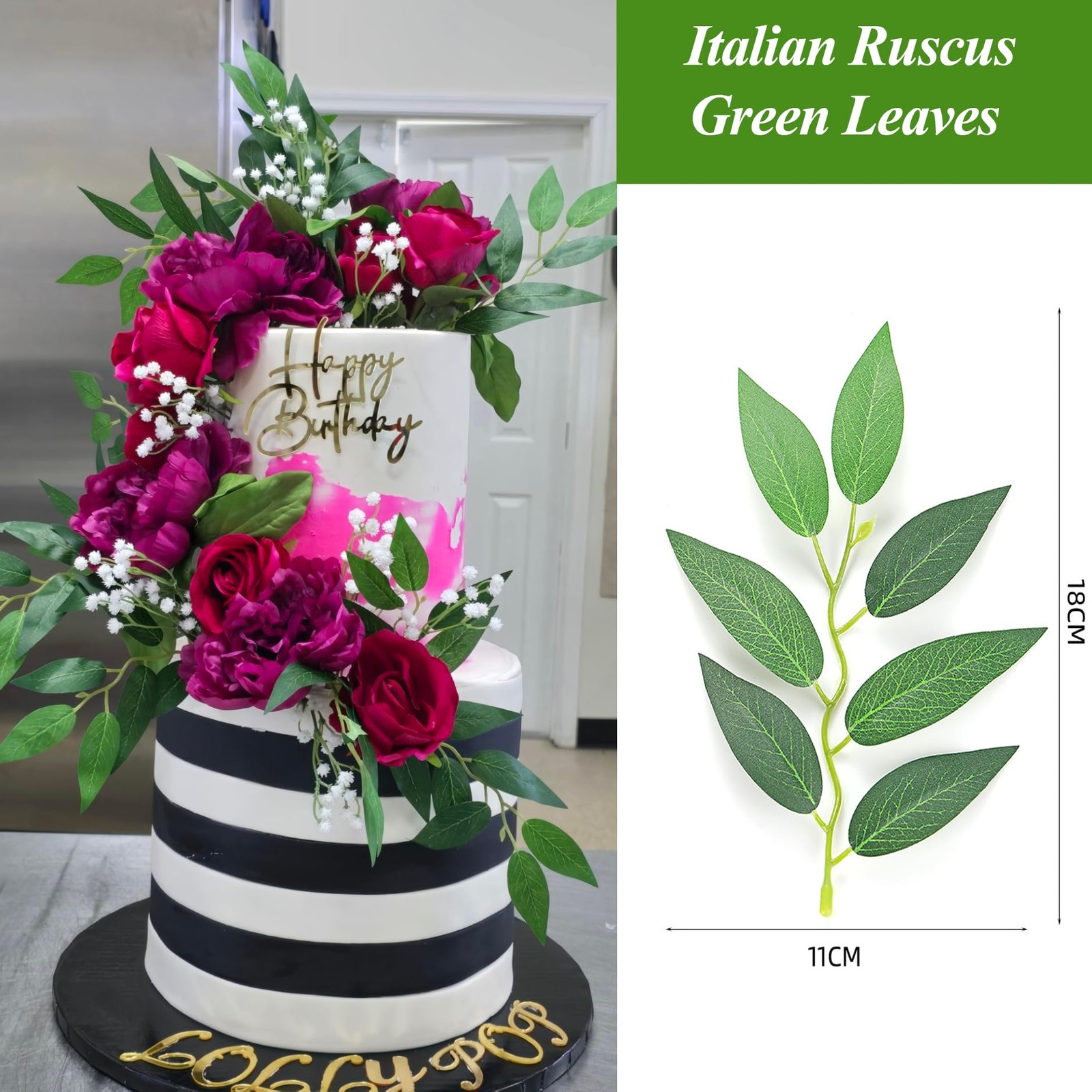 100 PCS Bulk Italian Ruscus Artificial Silk Green Leaves Floral Centerpieces