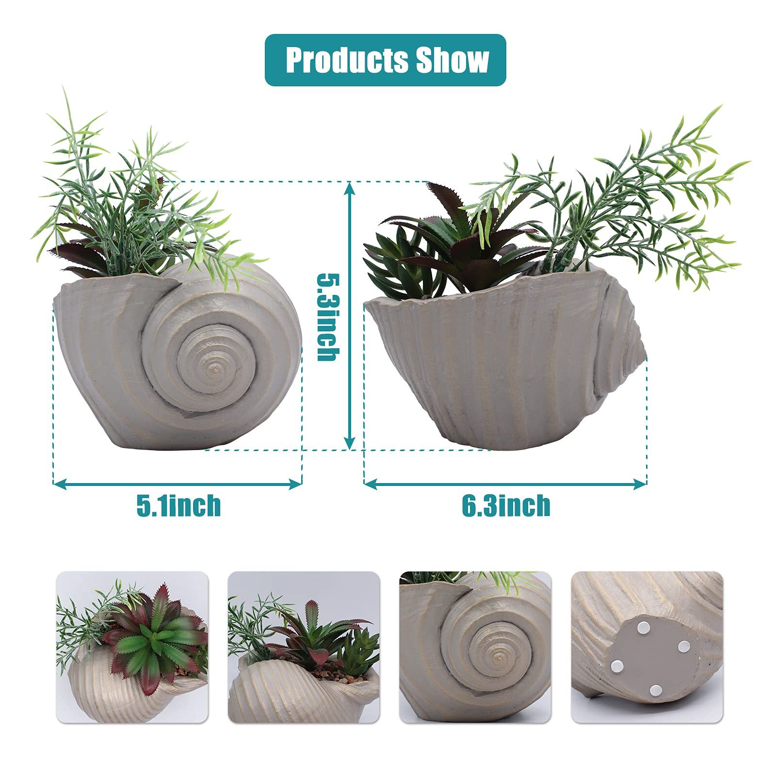 FAUX SUCCULENTS IN CONCH SEA SHELL HOME DECORCOASTAL BEACH DECORATIONS FOR HOME