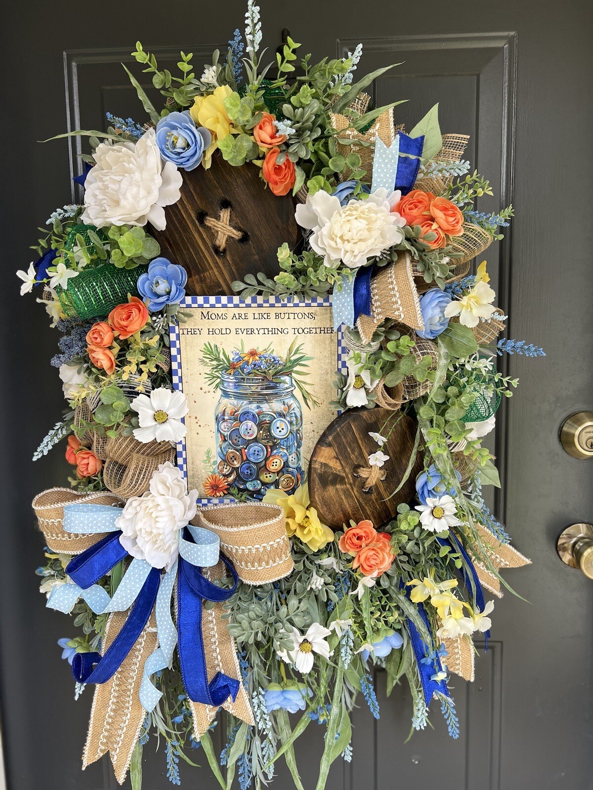 XL Mom Wreath, Year Round Wreath, Wreath For Mom, Mothers Day Gift, Sewing Gift