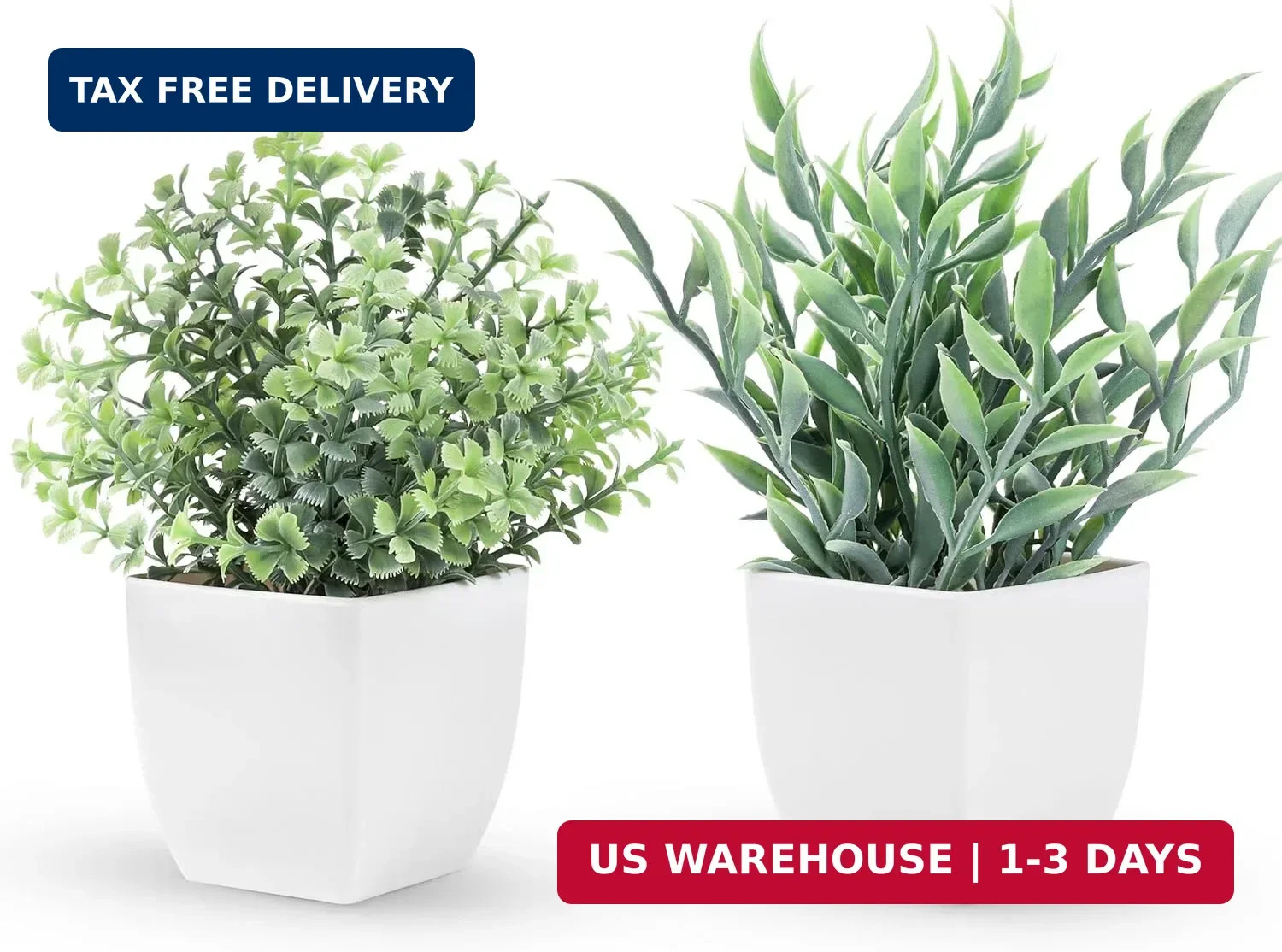 Der Rose 2 Pack Small Fake Plants Artificial Greenery Eucalyptus Plants in Pots