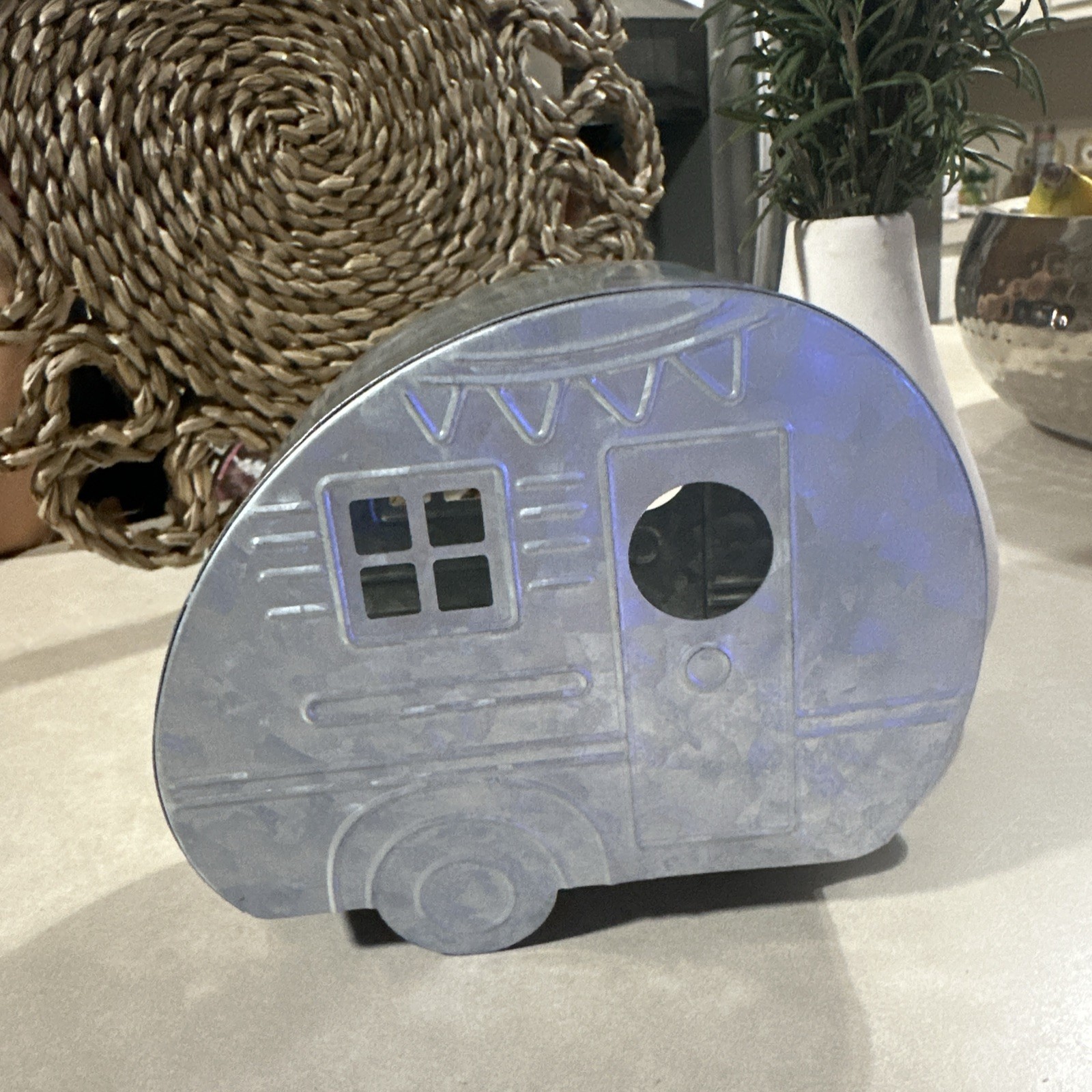 Metal Wagon ~ Galvanized Steel Vintage Camper Travel Trailer Decor