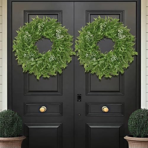 26 Inch Large Boxwoods Wreaths for Front Door Artificial Eucalyptus Green